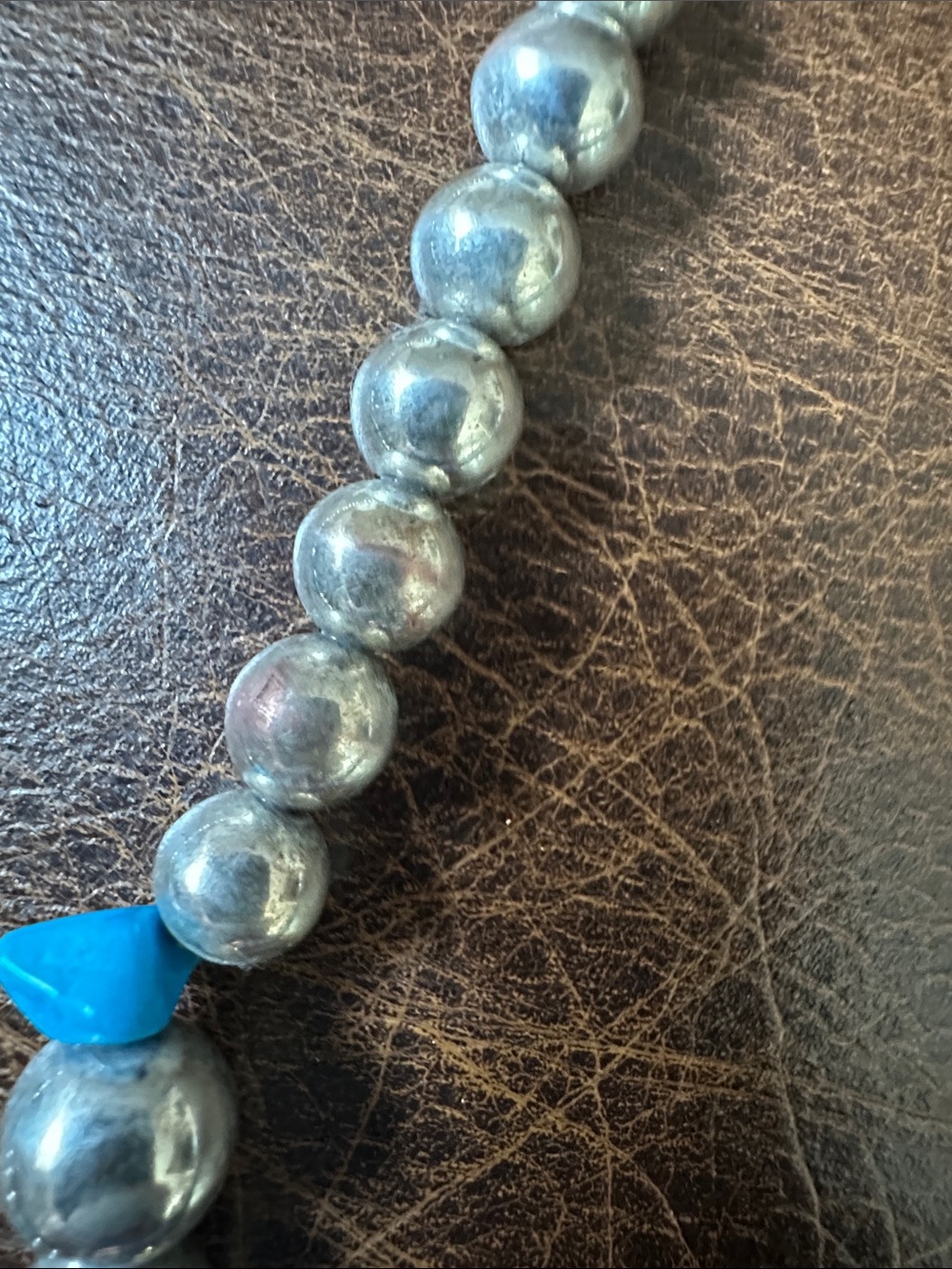 Turquoise and Silver Bead Necklace - Picture 11 of 11